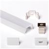 AFTERTECH 1x 3metri 1207 12x7mm Profilo Alluminio SILVER Minimal Per Strisce Strip LED Barra Rigida INTERA 3MT + Copertura OPACA (1x 3metri 1207 fog)