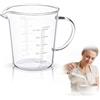 Umllpet Caraffa Graduata Vetro Borosilicato 500ml, Doppia Scala ML/OZ Senza BPA, Beccuccio a V Antigoccia, Resistente -20°C~150°C, Lavabile Lavastoviglie per Microonde Forno Pasticceria