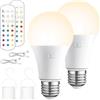 Behogan 2 lampadine a LED E27: lampadine ricaricabili, dimmerabili con telecomando, funzione temporizzazione, lampada a batteria con telecomando per campeggio e illuminazione interna