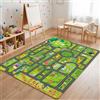 JynxtoyZeal Tappeto con Tracciato Stradale Cartoon, Tappeto Mappa Città, Carpet in Fibra di Poliestere,Carpet Decorativo Antiscivolo e Lavabile per Ambienti Domestici-80x120cm
