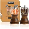 VEIZIBEE Macinapepe Manuale, Macina Pepe e Macinasale per Pepe 2pcs-5in Classico di Macinatrice a manovella in legno massello e Macinasale, EP Acrilico, Lame in Ceramica, Mulino Regolabile