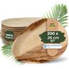 BIOZOYG 200x Piatti in Foglie di Palma 26 cm - Piatti Monouso in Foglie di Palma per Feste, a Forma di Goccia - Stoviglie Monouso Sostenibili