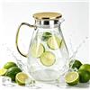 Kweiugfi Caraffa in vetro borosilicato da 1,8 litri con coperchio e manico in acciaio inox dorato, per succhi di frutta, latte, caffè e tè