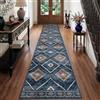DEFYNEE Tappeto runner lavabile in lavatrice, extra lungo, 60 x 300 cm, antiscivolo, a pelo corto, pieghevole, per corridoio, cucina, camera da letto, ufficio, blu scuro
