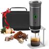 Umisu Macchina da caffè portatile, 3 in 1, macchina da caffè espresso, con supporto e borsa, batteria ricaricabile 7500 mAh, compatibile con capsule e caffè macinato, per viaggi, campeggio, auto