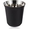 Cyrank Tazzine da caffè in metallo, tazzine da caffè in acciaio inossidabile Tazza da caffè a doppia parete Tazza da caffè Bicchieri impilabili in metallo per la casa(Nero)