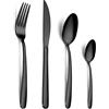 Hunnycook Set di posate nere da 32 pezzi, in acciaio inox, per 8 persone, forchette e cucchiai lucidati a specchio, lavabili in lavastoviglie, per cucina, feste e matrimoni