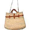 ZocoChic Borsa in vimini artigianale marocchina, intrecciata a mano, beige, 40 cm x 33 cm x 20 cm, manici in pelle, beige