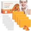 AOOWU 4 Pezzi Sapone al Cachi, Sapone Cachi Naturale per uomini e donne per Peeling Naturale e Tono Pelle Uniforme, Sapone Esfoliante Viso e Corpo, Include 4 pcs una Rete Porta Sapone