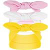 Luinabio 3 Fasce Vintage con Fiocco per Capelli Cerchietti Annodati per Testa Turbanti Elastici Bandane con Nodo in Tessuto per Viso Trucco Accessori per Donna Ragazza Bambina, Rosa, Giallo, Bianco