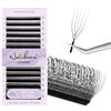 Natuhana 5D U Extension Ciglia 0.07mm C/D/L/LU Curl Forma U Ciglia Finte Ciuffetti Naturali Premade Fan Eyelash Extensions Volume Russo Professionale(Nero,0.07C,14mm)