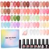 COSCELIA 25pcs Smalto Semipermanente Traslucido 22 Colori Smalto Trasparente Rosa Nude Marrone Trasparente Gel in U V/LED Smalti Semipermanenti Per Unghie 3pcs Base Top Coat e Lima per Nails
