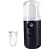 Faroby Flacone spray nero ricaricabile USB da 30 ml per il viso, mini nebulizzatore d'acqua per idratare il trucco per la cura della pelle
