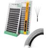 NAGARAKU Narrow 4D W Ciglia Finte Prefabbricate Volume Naturale Soffici Compatte A Lunga Tenuta Spesse Leggere Comode Pre-Formate A Ventaglio Weave Strette W Lash Cluster Nero Opaco (0.07mm C 11mm)