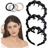 OADAA 3Pcs High Cranium Headband Non-Slip with Teeth, Vintage High Cranium Artificial Pearl Hairband, Elegant Pearl-Strung Hair Hoop