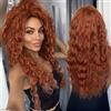 GNIMEGIL Parrucca riccia capelli lunghi color zenzero-arancio | fibra sintetica,stile Merida,con onde morbide,riga libera,attaccatura naturale e tonalità ramate.Ideale per Halloween,cosplay
