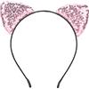 Brrnoo Cerchietto reversibile con orecchie da gatto e paillettes - Cerchietti lucenti per capelli da donna - Accessorio carino da gattina per feste e uso quotidiano