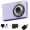 Trayneel Fotocamera digitale 4K, risoluzione interpolata da 50 MP, zoom ottico 16x, sensore CCD, videocamera portatile per vlogging, schermo TFT LCD da 2,8 pollici, per studenti e principianti (viola