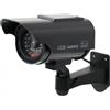 Shudyear Telecamera di sicurezza finta a energia solare, sistema di sorveglianza finto con luci lampeggianti rosse realistiche per interni/esterni (nero)