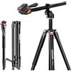 NEEWER BASICS Monopiede Treppiede Fotocamera Overhead con Testa Fluida e Colonna Centrale Orizzontale, DSLR Video Tripod da Viaggio Metallico 191,5cm, Piastra QR Arca/Gambe Reversibili, Max 8kg, TP015