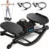 WADOODI Mini stepper per esercizi a casa, passo 3D per scale con bande di resistenza, attrezzatura fitness silenziosa con capacità di 150 kg, macchina compatta con monitor LCD per allenamenti in