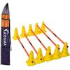 Generic Set di 15 ostacoli multifunzionali e regolabili per agilità e velocità, 10 coni da 22,9 cm con 12 fori, colore giallo, 5 pali da ostacolo arancioni da 101 cm di lunghezza nella borsa per il trasporto