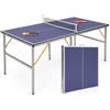 GYMAX Tavolo da ping-pong pieghevole portatile e 2 racchette e 3 palle, set da gioco da tennis da tavolo, per interni ed esterni, per adolescenti e adulti, 180 x 90 x 76 cm