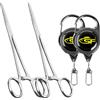 SF Pinze da pesca emostatiche dritte in acciaio inox color argento con pinza per la rimozione dell'amo da 16 cm, confezione da 2