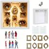 RosyFate Diy Mini Museum Silhouette Box, RosyFate Shadow Box Frame con Mini Cornice e Figurine in Miniatura, Mini Museo Foto Idea Fai da Te Decorazioni Casa per Anniversario, Compleanno (Bianco)