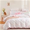 Covebett Set di biancheria da letto con copripiumino per letto matrimoniale, rosa, bianco, fiocco, cuore in microfibra, carino estetico, per ragazze e donne, 200 x 200 cm