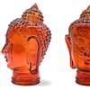 DESIGN DELIGHTS Decorazione a testa di Buddha | in vetro | elegante testa in vetro stile tailandese per casa, giardino e ufficio - decorazione oggetto di design regalo | Colore: T04 arancione caldo