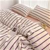LinQton Set di biancheria da letto con copripiumino a righe, 100% cotone, stile semplice, rosso e blu, a righe, 3/4 pezzi, con lenzuolo piatto, copripiumino di lusso per hotel (rosa, matrimoniale XL