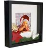 BD ART 3D Box Cornice per Foto 23x23 cm Profonda 3 cm Cornice Foto con Foglio Plexiglass Trasparente - Bianco Passe-partout 13x13 Nero Decorazioni Fai da Te