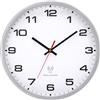 NESIFEE Orologio da parete radio, 25 cm, colore argento, funzionamento a batteria, vintage, moderno, per cucina, camera da letto, soggiorno, bambini