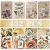 VEINARDYL 432 pezzi Vintage Timbro Postale Adesivi, VEINARDYL 8 stili Retro Adesivi di Carta per Scrapbook Estetico Botanico Carta Decorativa per Scrapbooking Diario Puntato Pianificatore Artigianato Artistico
