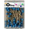 Yline 100 Tappi per tappezzeria con Testa in plastica Blu, ca. 60 mm, spilli per Gioielli, Grandi, 0717-BL