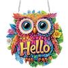Reofrey Hanging Diamond Painting con Doppio Lato Rhineston Gufi, 20x20cm DIY Cristallo Suncatcher Pittura Diamante Acchiappasole Con Catena, Decorazione Appendere Per Finestra Giardino Regalo