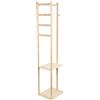 LANTUS Porta cappotto, piedi di bambù: appendiabiti solido con base stabile, guardaroba, porta cappotto, carico max 15 kg, ideale per casa, camera da letto, soggiorno, 155 x 38 x 30,5 cm, colore originale