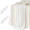 YEAMLTE Runner da Tavola Trasparente, 2 PCS Boho Runner da Tavolo, Runner da Tavola in Garza Rustica, Romantico Moderno, 55 x 300cm per Tavoli da Giardino in Estate e per Banchetti Nuziali (Bianco)