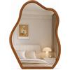 Shally Dogan Specchio Asimmetrico da Parete con Cornice in Legno, Decorazione per Interni Design Moderno da Muro Ideale per Casa, Ufficio, Camera da Letto, Soggiorno, Ingresso, 46 x 60 cm, Noce