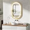 Ztexkee Specchio Bagno con Luce e Antiappannamento 50x80 cm Ovale Specchi da Parete con Orologio e indicatore della Temperatura per Bagno Led illuminato Regolabile in 3 colori (Spina standard-EU)