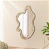 Lzuso Grande specchio asimmetrico da parete con cornice in legno unico specchio artistico, decorazione per bagno, lavabo, camera da letto, soggiorno, ingresso, corridoio natura