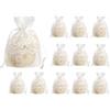 HUIKJI 12 sacchetti regalo in pizzo bianco, ricamati a mano, delicati sacchetti per bomboniere, per matrimoni, feste e oggetti