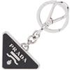 Prada Saffiano Triangle Logo Silver Keyring 46155626 [U]
