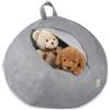 MISIOO Fodera per pouf per bambini per animali di peluche - Contenitore per giocattoli & Bean Bag in un unico - Tessuto a corda, lavabile, con chiusura lampo, organizer per la cameretta dei bambini