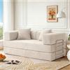 Vipbear Divano letto matrimoniale disossato, 160 cm, divano pieghevole 5 in 1 con 2 cuscini in memory foam per soggiorno, bianco