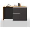 WHOUS Isola Cucina SOLE con 1 Anta, 2 Cassetti e 6 Vani, Tavolo da Pranzo e Piano di Lavoro, Ideale per Open Space e Spazi Ridotti, 152,5x90x90,60 cm, Antracite Opaco e Rovere