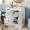 Kelodan Mobile sottolavabo, 76,5 × 46,5 × 84,5 cm con 3 cassetti e ripiano laterale, armadio da bagno con molto spazio, cerniere e piscine in ceramica, colore: bianco