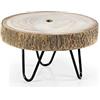 Gicos Tavolo tavolino Tondo paulonia Piano in Legno Gambe in Metallo Nero 20 * 10 cm Salotto Giardino GDO-796043