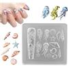 Generico Stampini per Decorazioni Unghie,Modelli per Stile Unghie | Stampo Tema Mare 3D per Creazione Gioielli in Resina E per Decorazione Casa E Centri Estetici